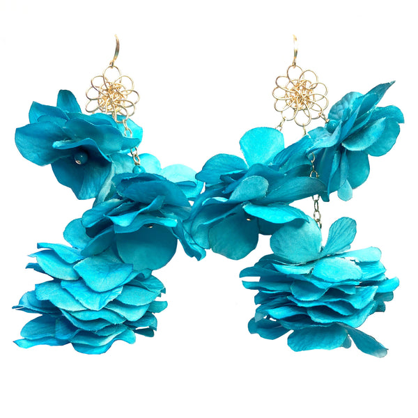 Handmade Designer Peri Turquoise Multi-Floral Earrings