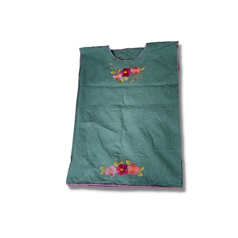 Cotton Dress with Flower Embroidery