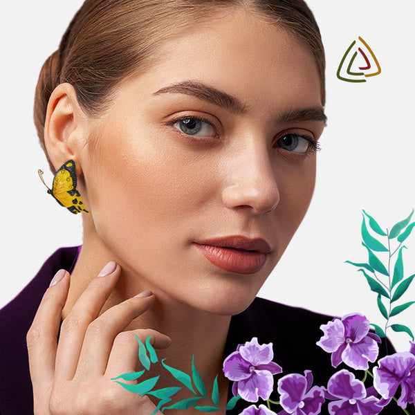 Medium Yellow Butterfly Earrings