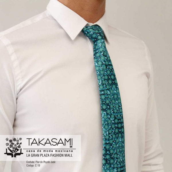 Turquoise Huichol Art Tie