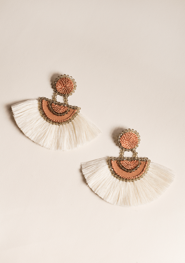 Handmade White Half Sphere Earrings