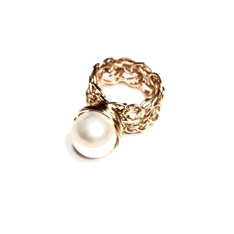 Handmade Designer White Pearl Ring