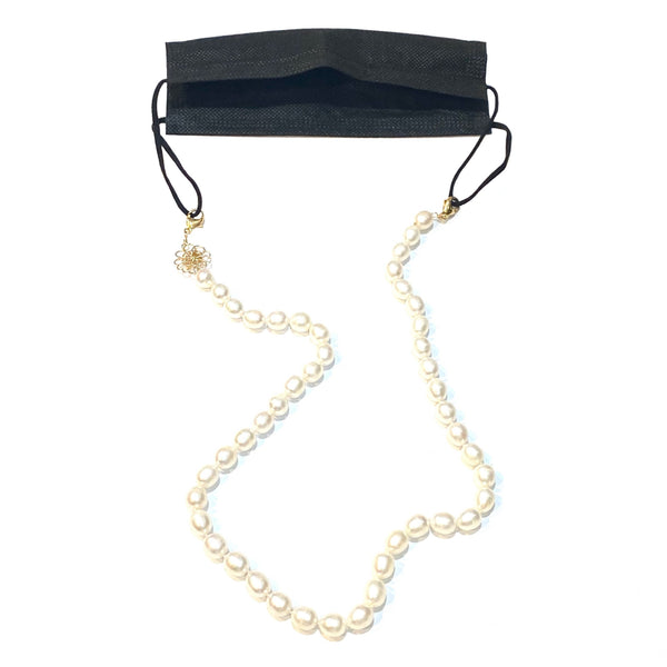 Handmade Designer White Pearl Mask Chain/Necklace
