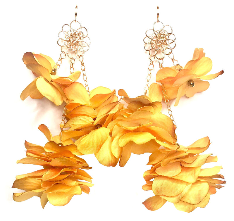 Handmade Designer Peri Yellow Multi-Floral Earrings