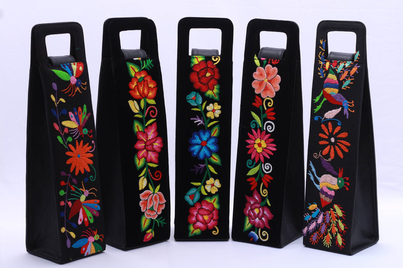 Hand Embroidered Juchitán Wine Bottle Carrier
