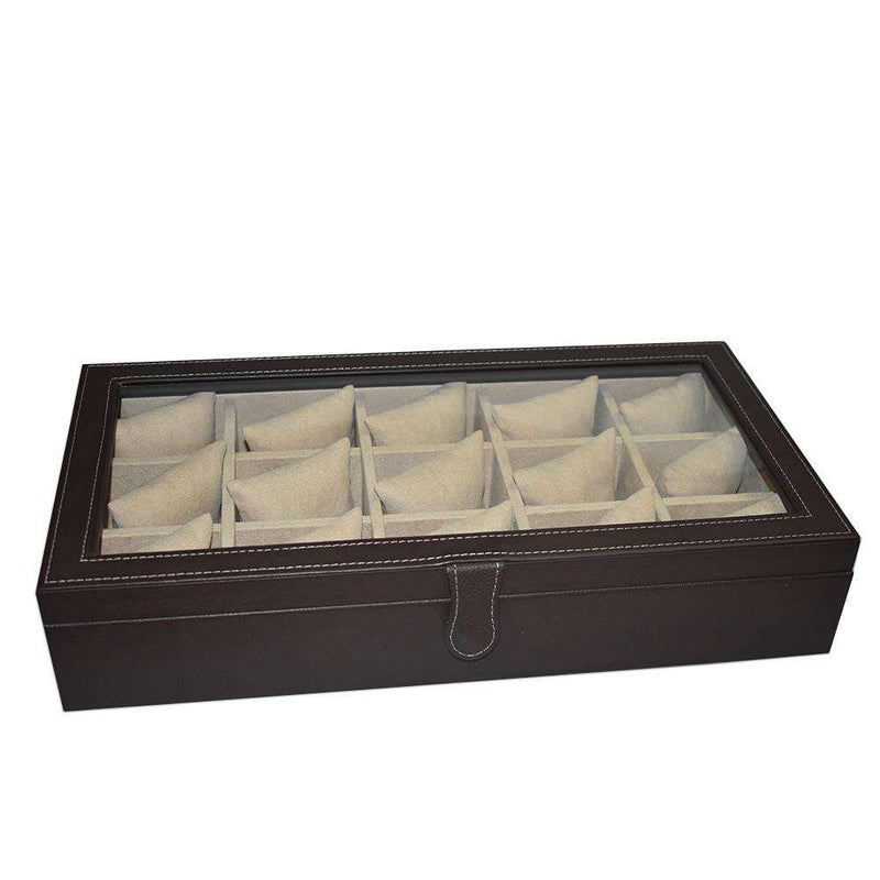 Leather Box with Glass Lid - 15