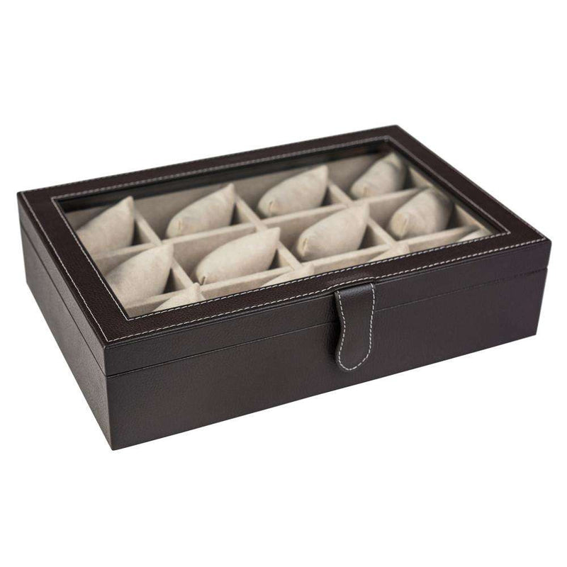 Leather Box with Glass Lid - 12
