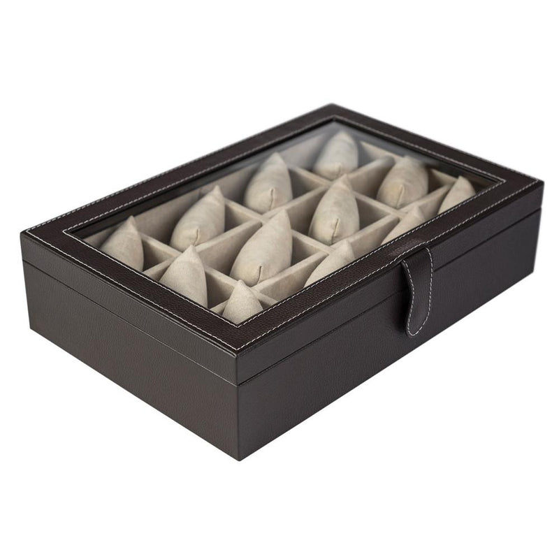 Leather Box with Glass Lid - 12