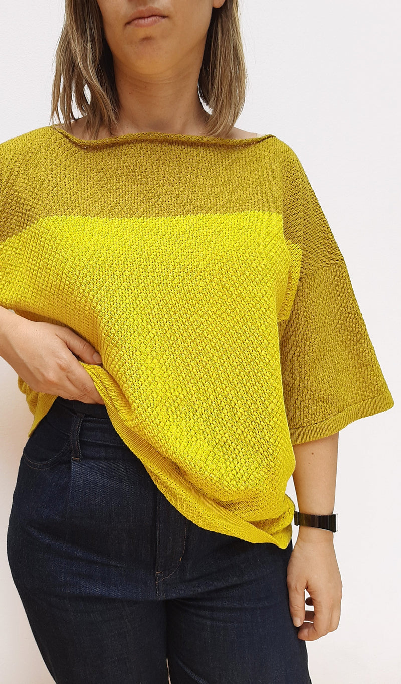 Block Woven T-shirt - Yellow and Mustard