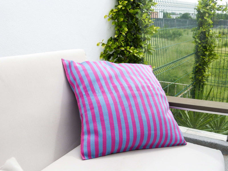 Pink & Purple Pillow Hand-Woven in Loom