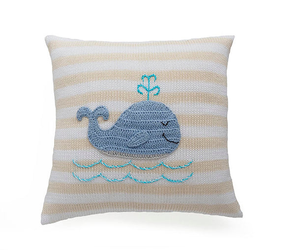 Hand Knitted Whale 10" Pillow