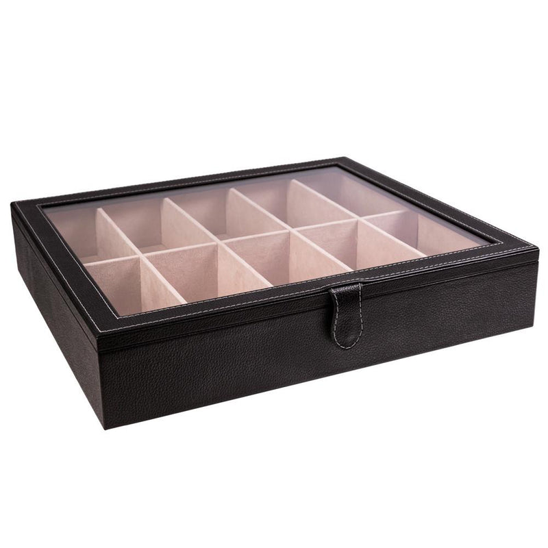 Leather Box with Glass Lid for Glasses - 10