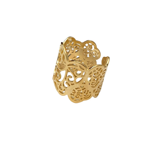Gold Plated Fortitude Heart Adjustable Ring