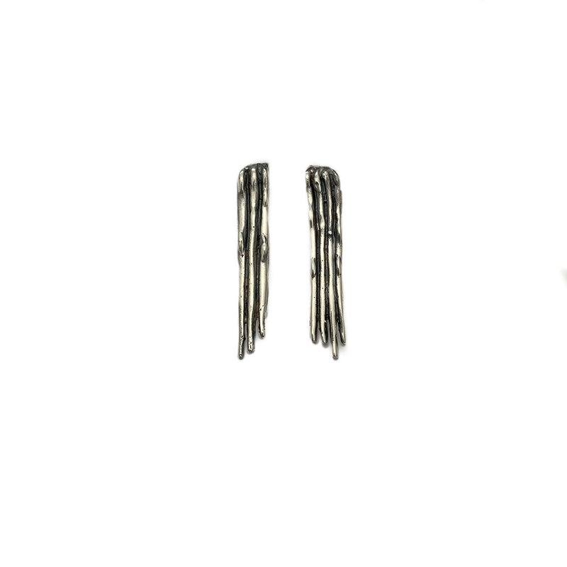 Silver Rectangular Waterfall Earrings