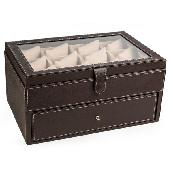 Leather Box with Glass Lid - 18
