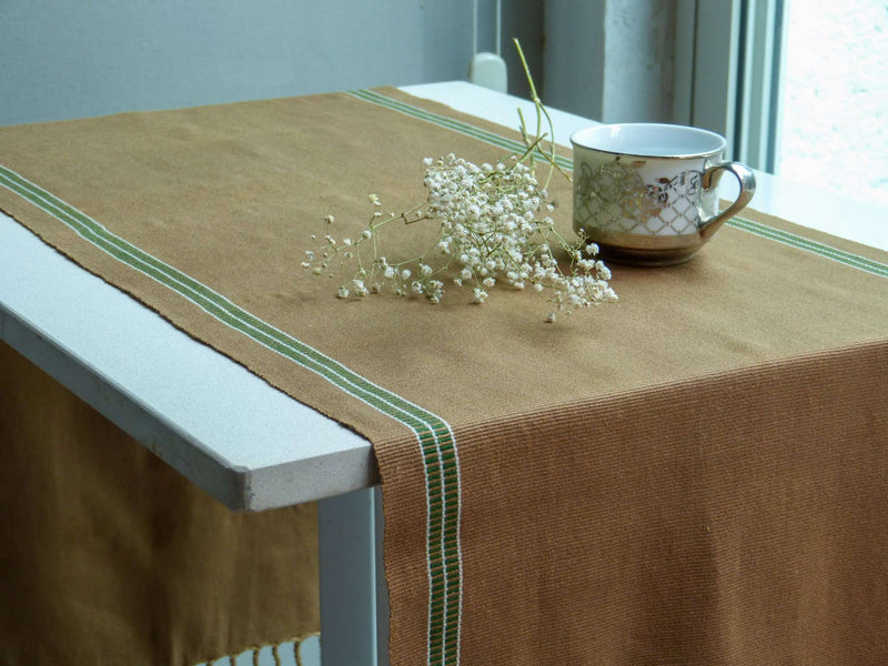 Brown Table Runner Hand-Woven in Loom