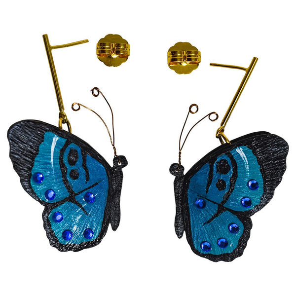 3D Blue Mesosemia Butterfly Earrings