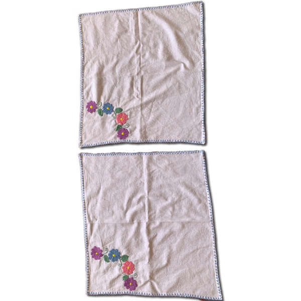 Embroidered Cotton Kitchen Rugs Set of Two