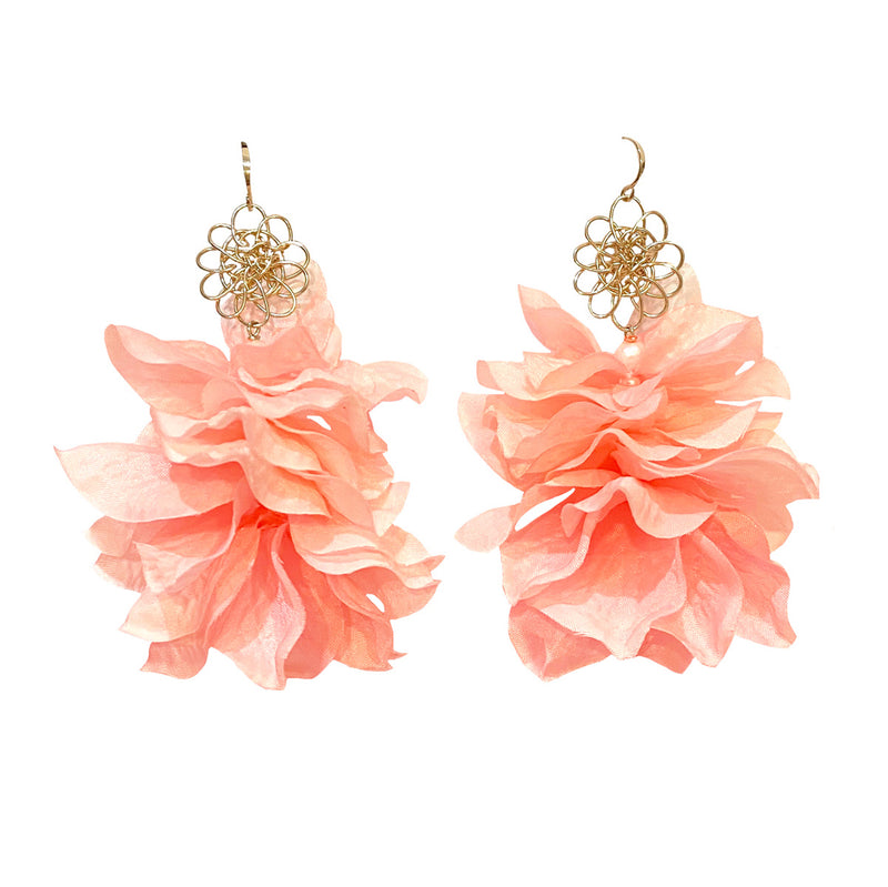Handmade Designer Peri Light Pink Floral Drop Earrings